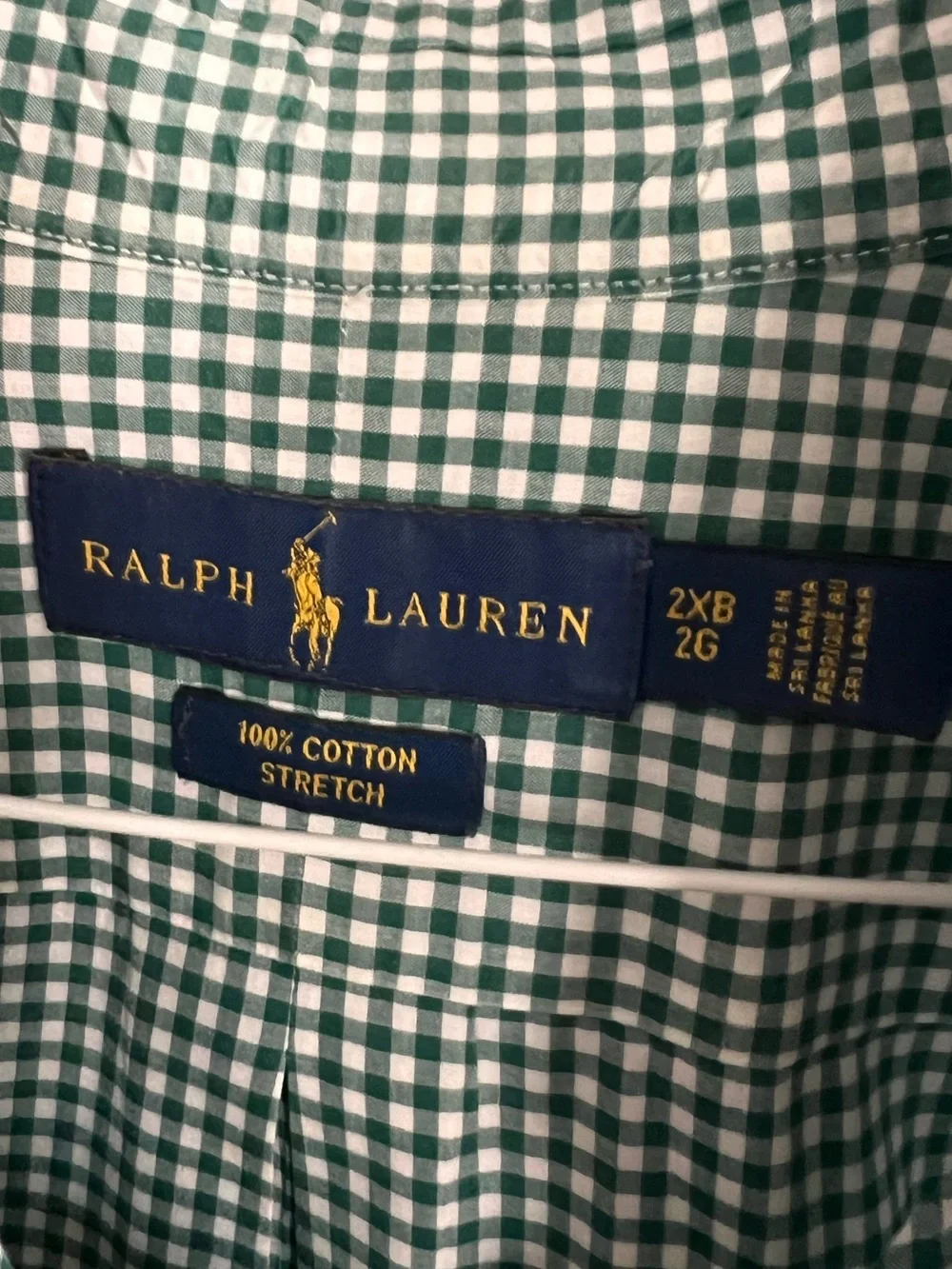 Polo Ralph Lauren 100% Cotton Stretch Button Down Green size 2XB